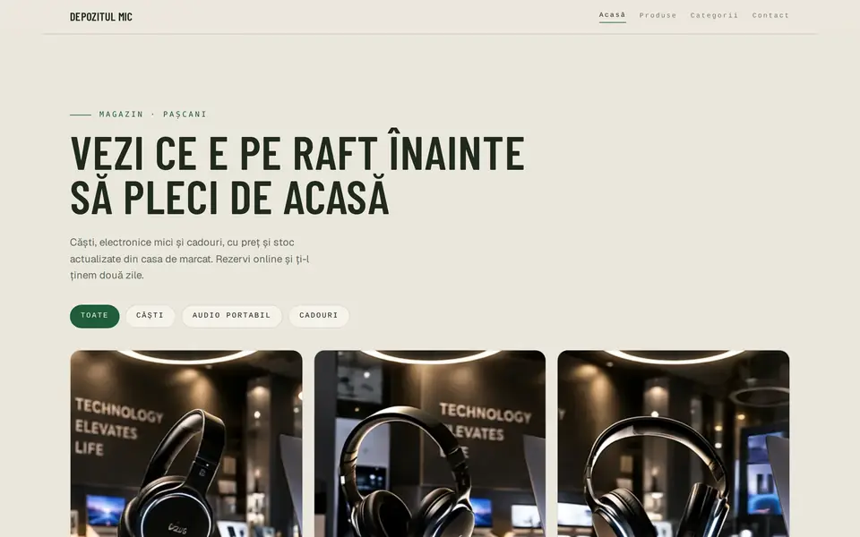 Un catalog de produse făcut în configuratorul nostru.