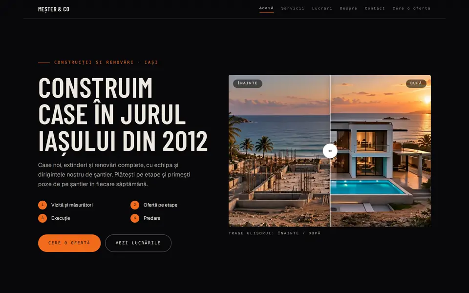 Un site de construcții făcut în configuratorul nostru.